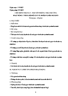 Giáo án Hoạt động ngoài giờ lên lớp 7 - Chương trình cả năm - Năm học 2015-2016
